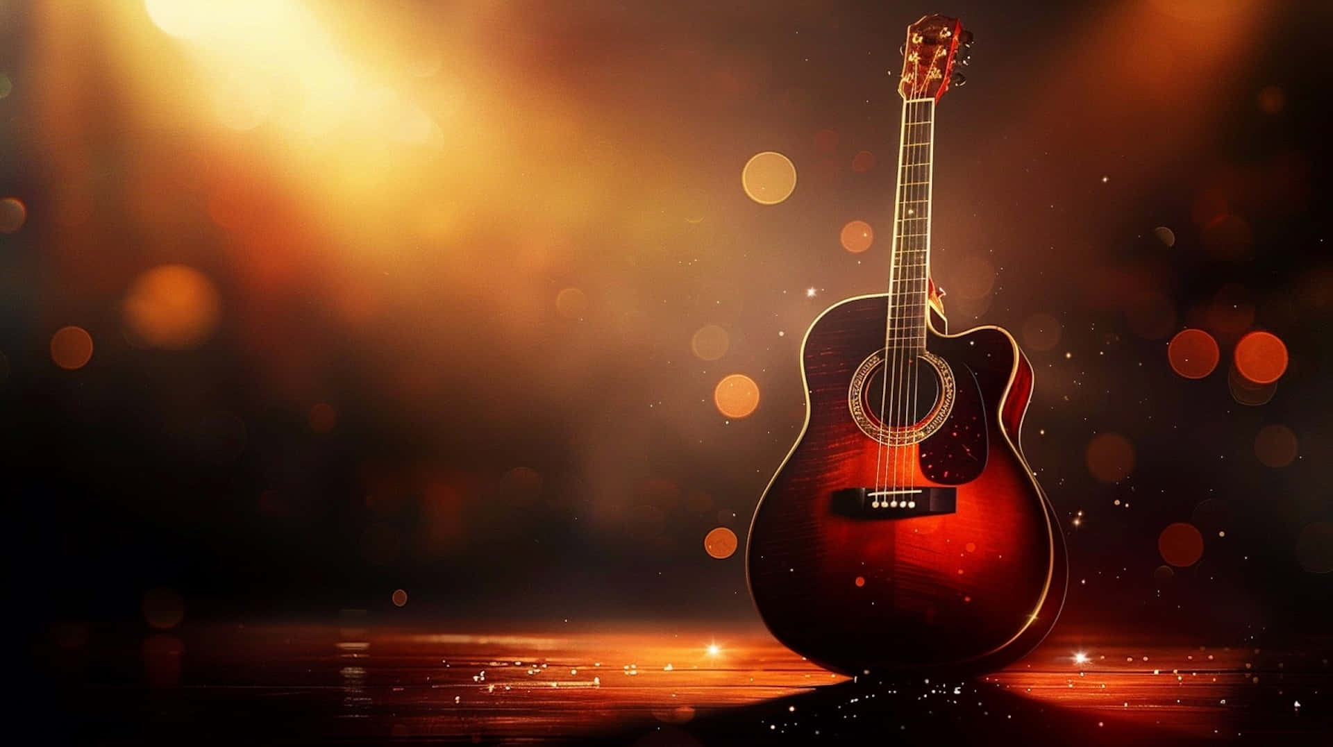 Glowing Acoustic Guitar Backdrop Background