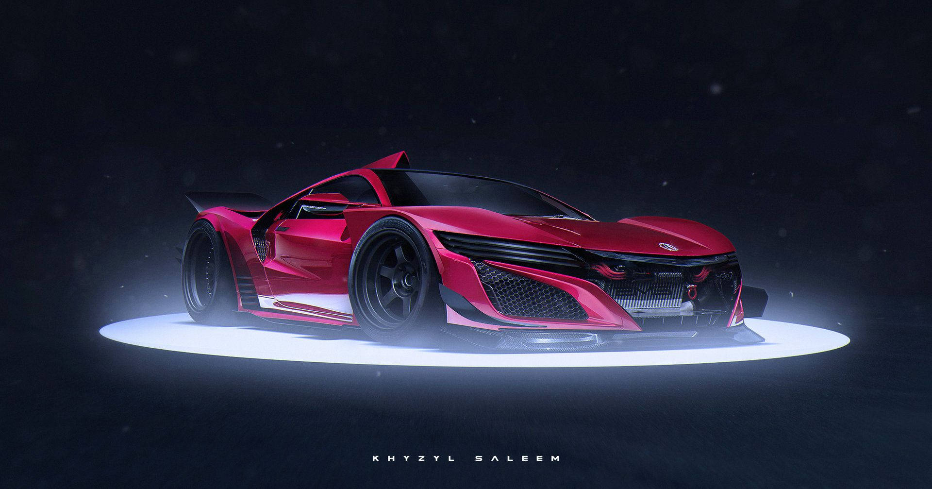 Glowing Acura In Red Background