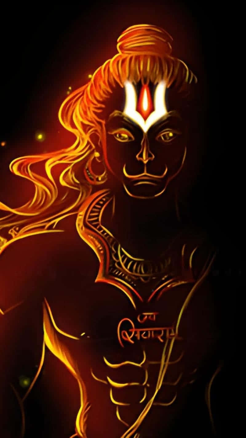 Glowing Artworkof Lord Hanuman Background