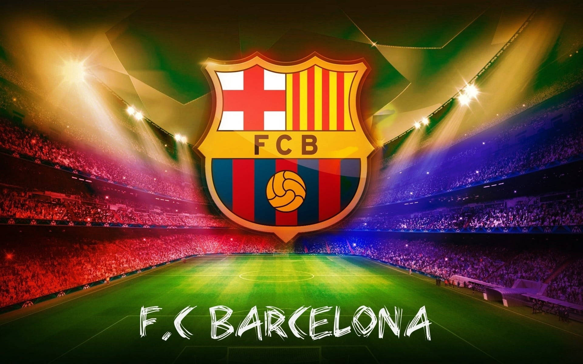 Glowing Barcelona Logo On Field