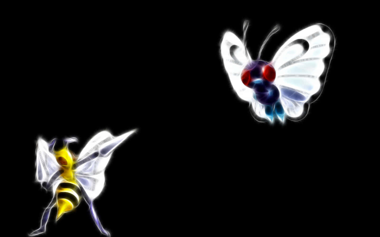 Glowing Beedrill And Butterfree Background