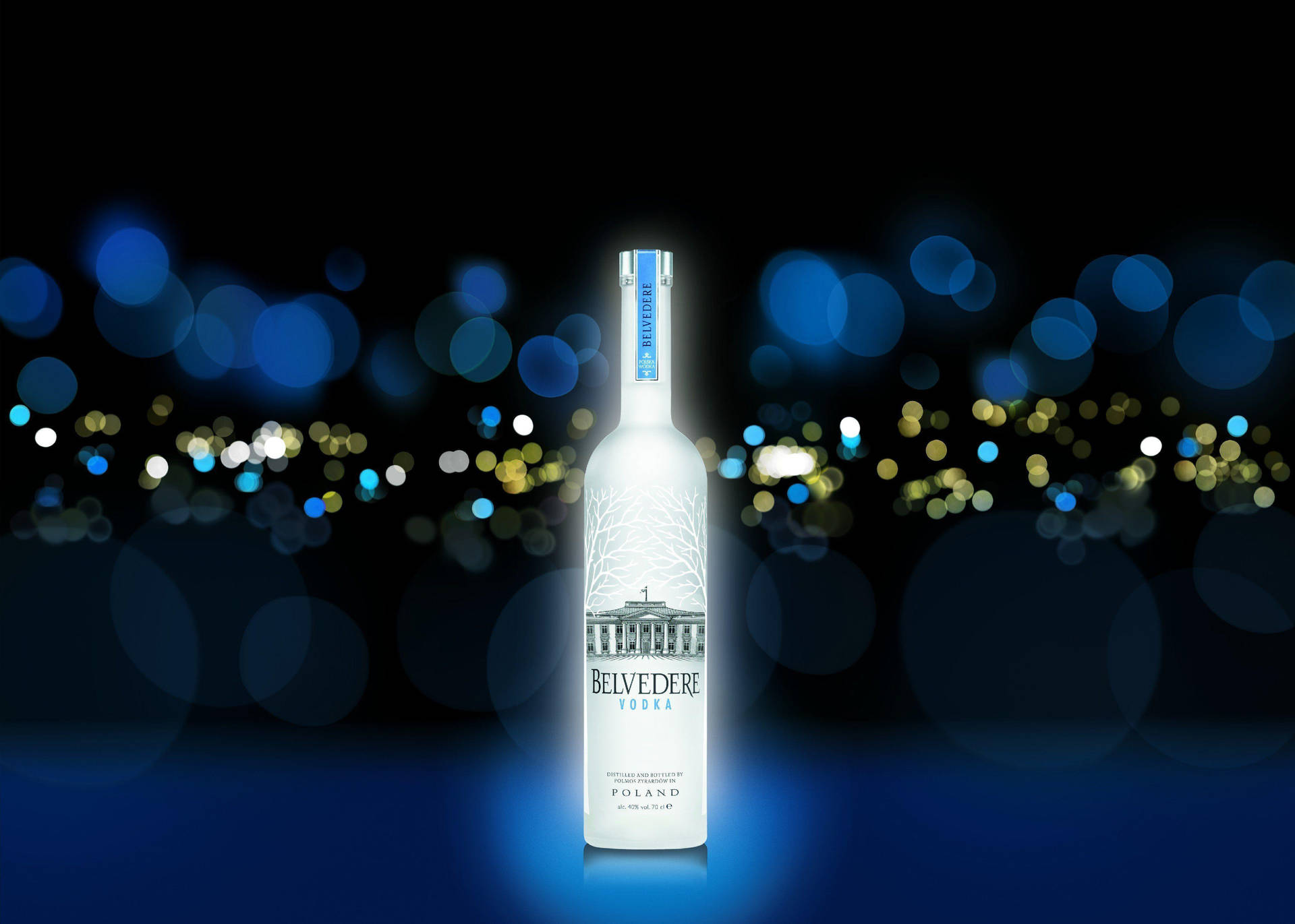 Glowing Belvedere Vodka At Night