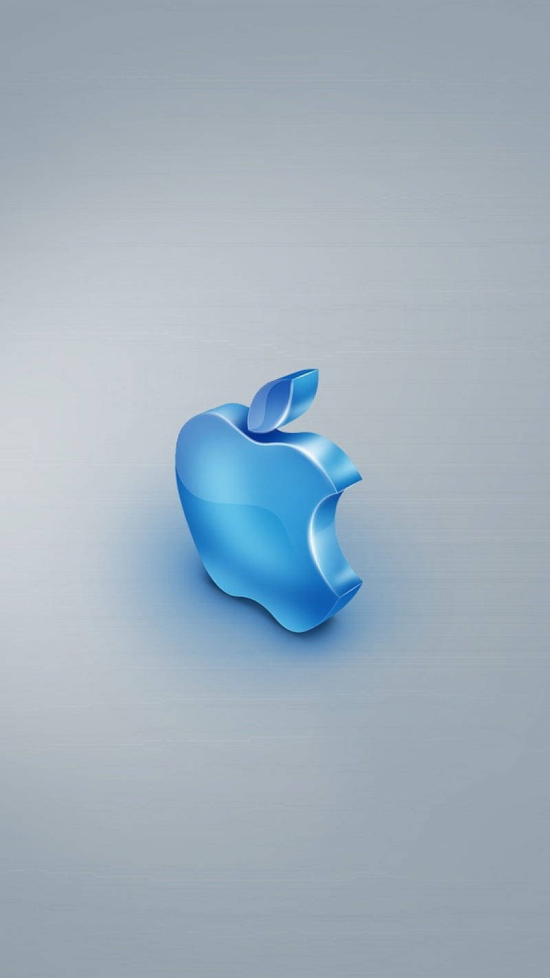 Glowing Blue 3d Apple Iphone Logo