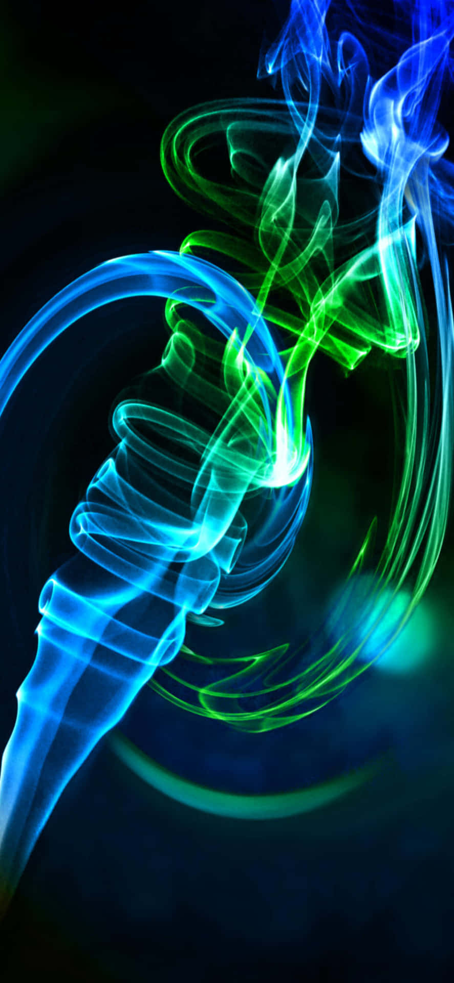 Glowing Blue And Green Smoke Streak Background