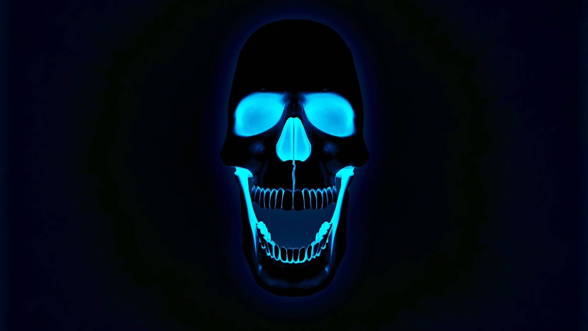 Glowing Blue Hd Skull Background