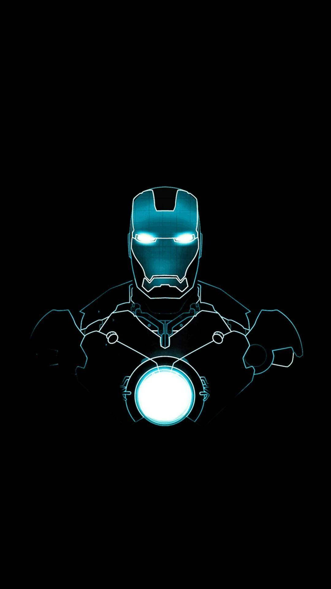 Glowing Blue Iron Man Android Background