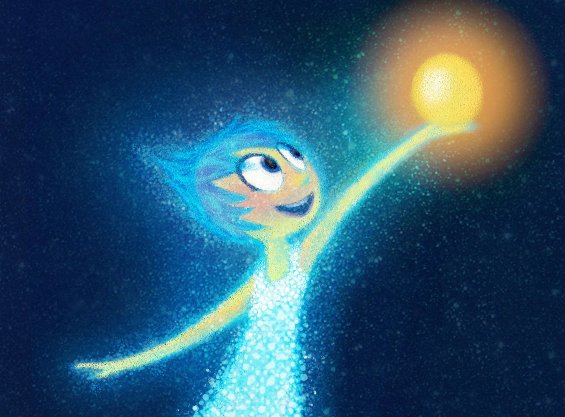 Glowing Blue Joy Inside Out Background