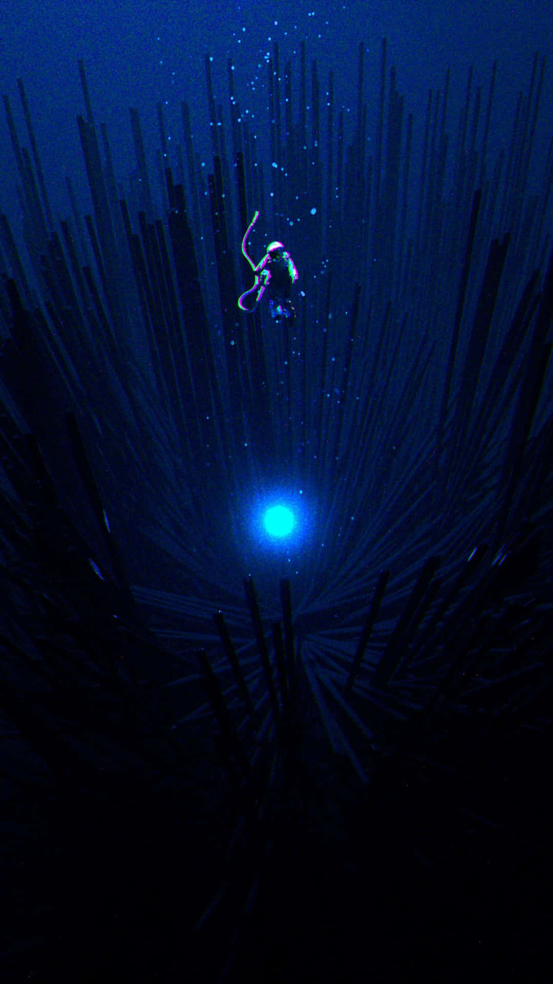 Glowing Blue Orb Underwater Iphone Background