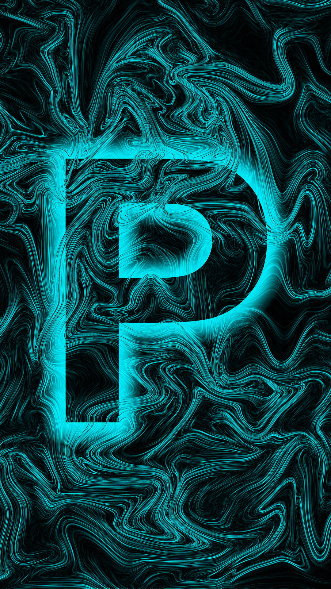 Glowing Blue P Letter Background