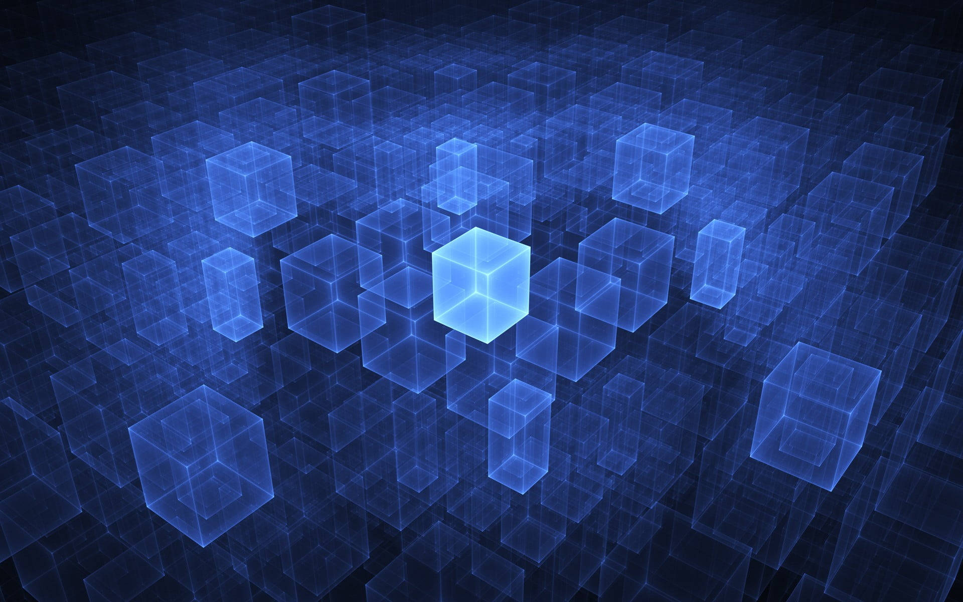 Glowing Blue Platonic Solids Background