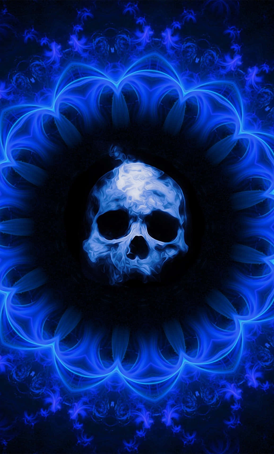 Glowing Blue Skull Gothic Iphone Background