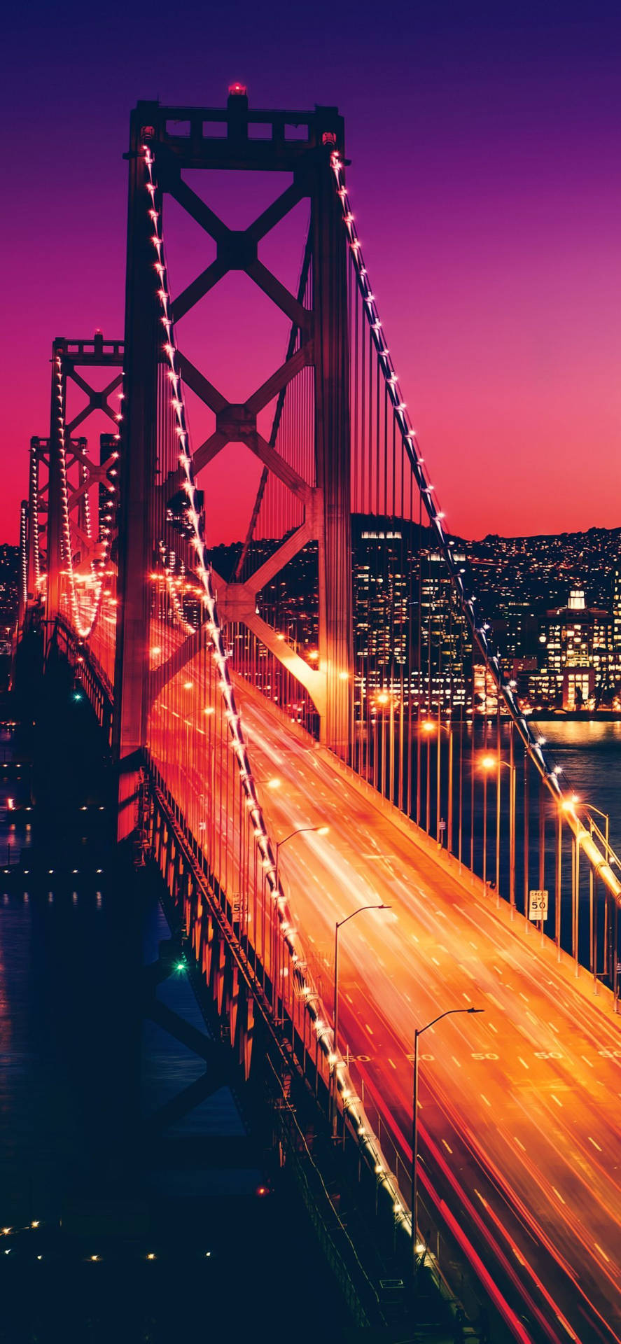 Glowing Bridge Lights Of San Francisco Iphone Background