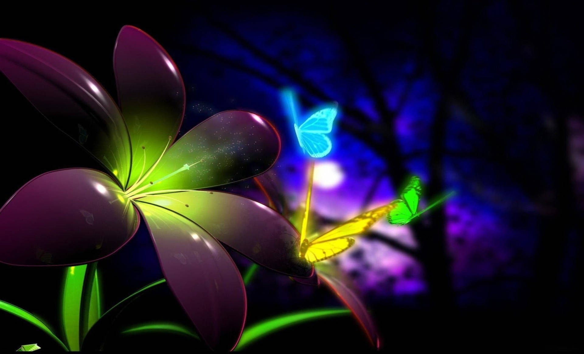 Glowing Butterflies Live Desktop Background