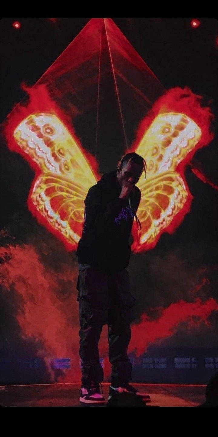Glowing Butterfly And Travis Scott Aesthetic Background