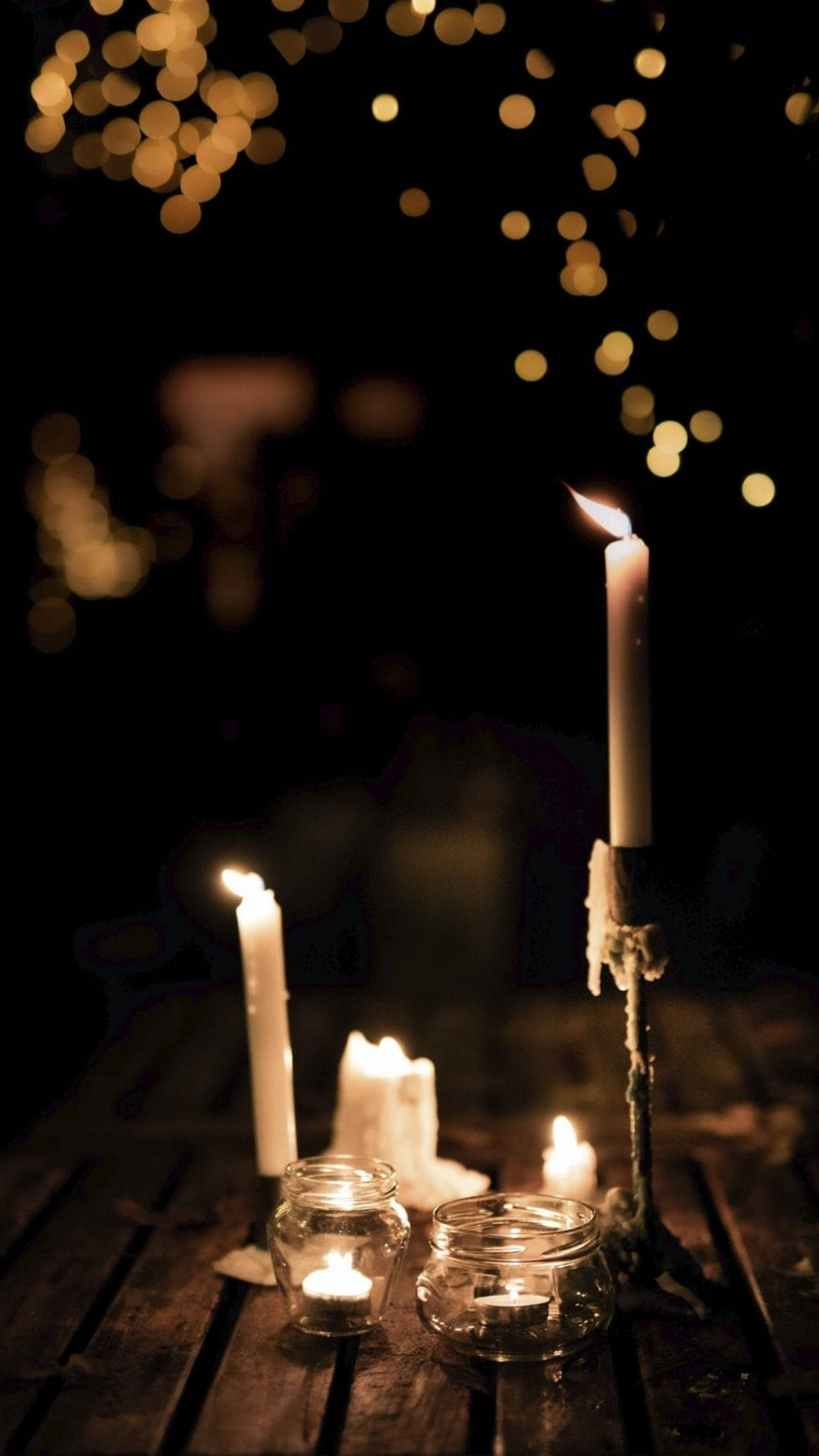 Glowing Candles In The Dark Background