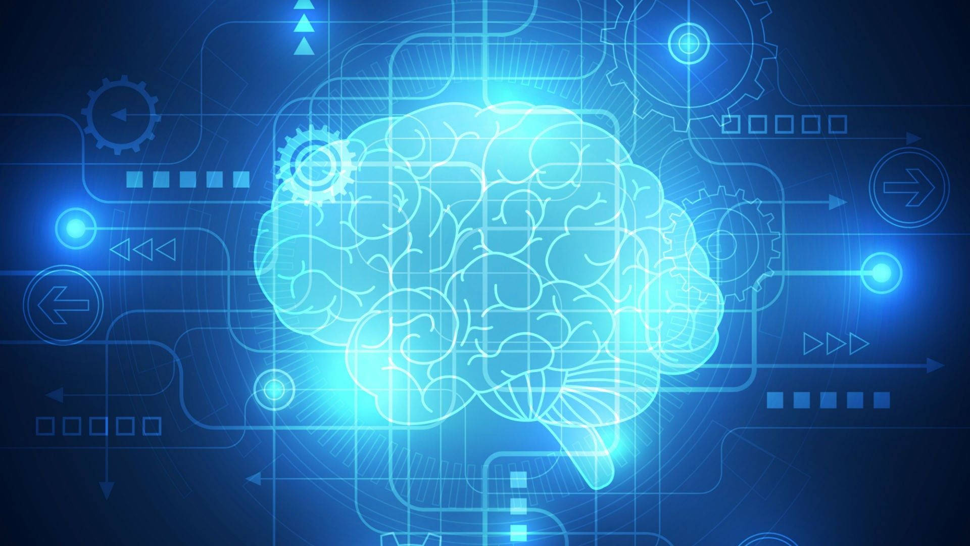 Glowing Cerebral Cortex With Circuit Illustration