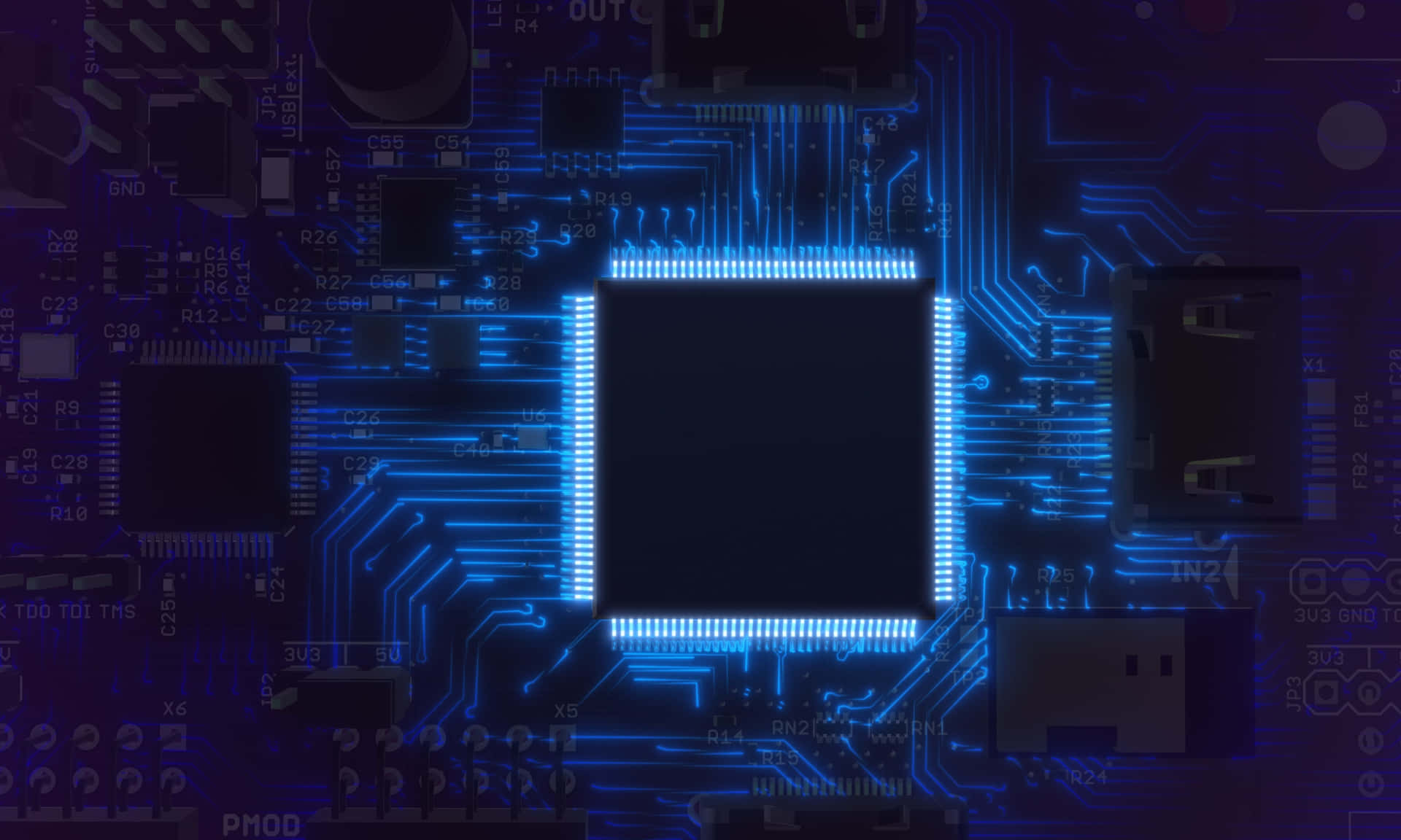 Glowing Circuit Board Technology Background