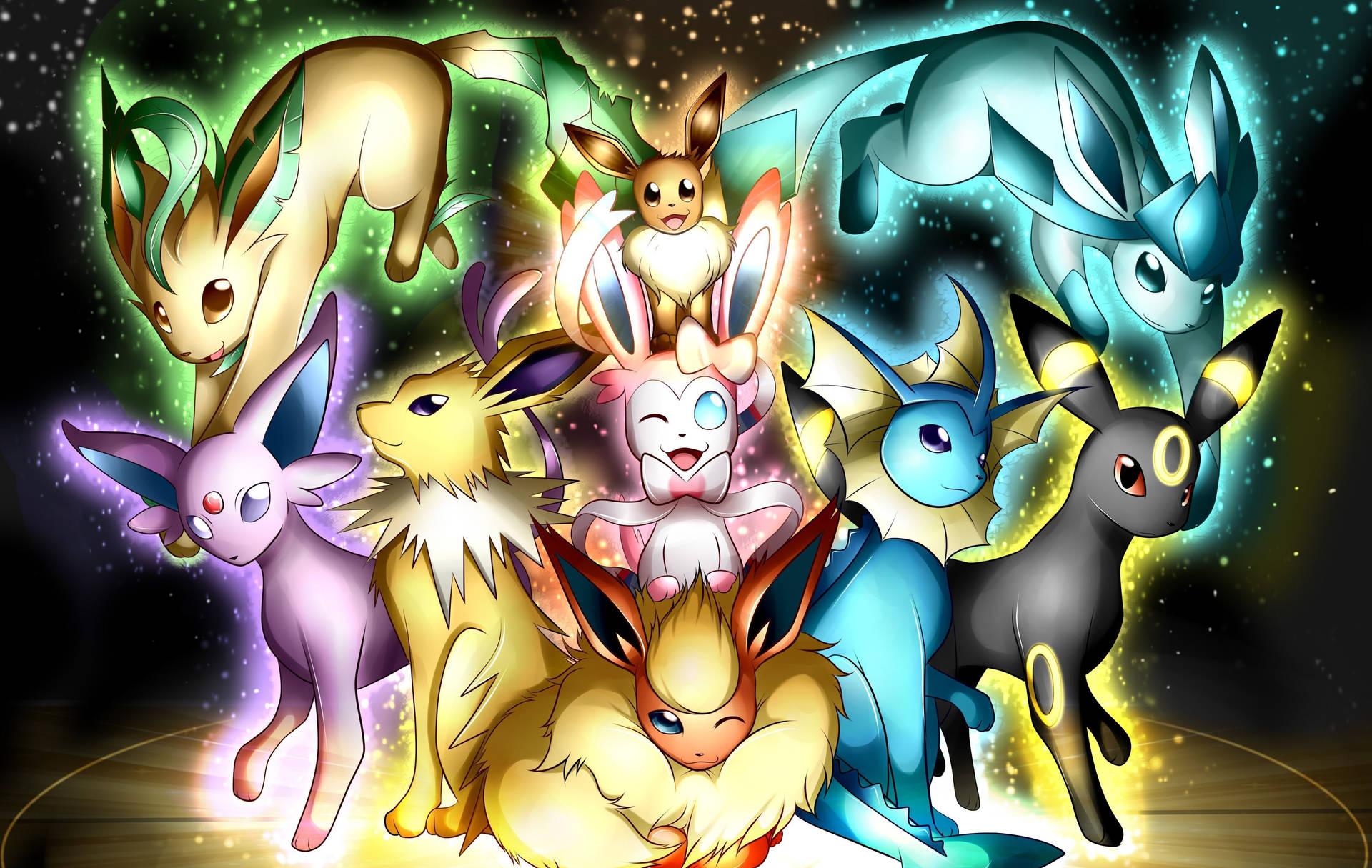 Glowing Cute Eeveelutions Compilation Background