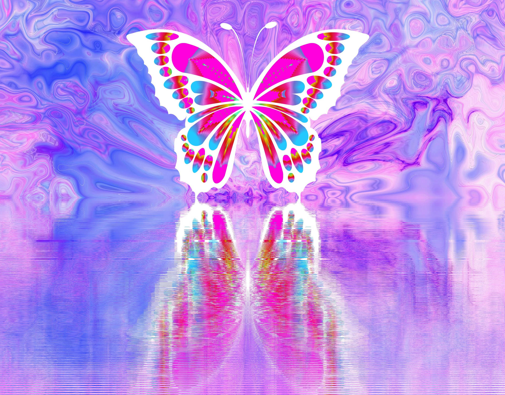 Glowing Cute Pink Butterfly Background Background