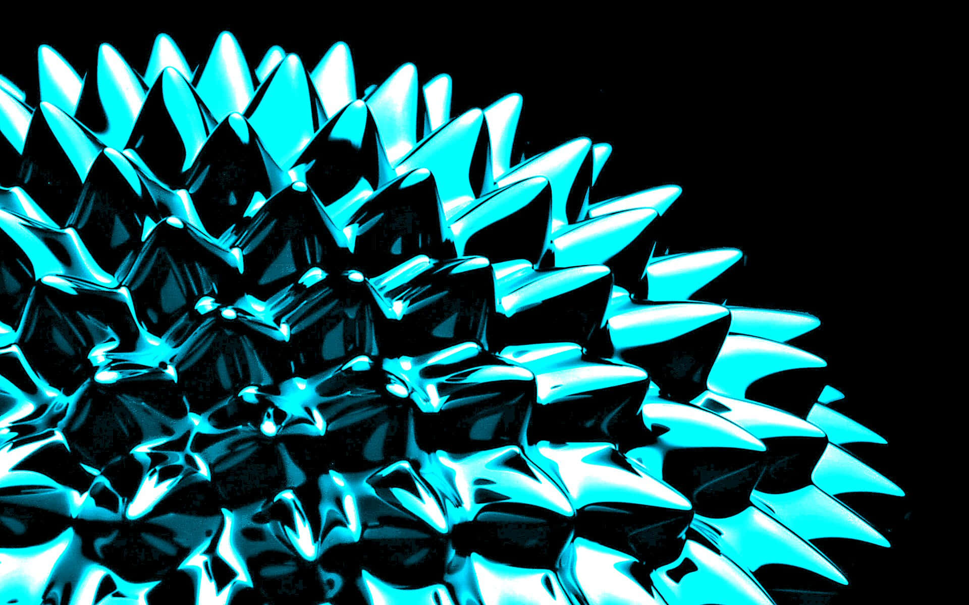 Glowing Cyan Aesthetic Spiked Ball Background