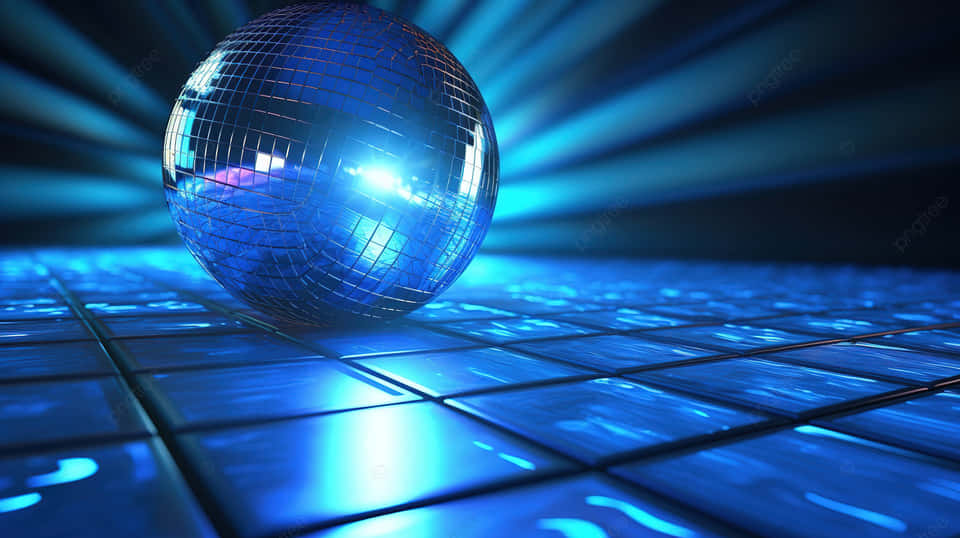 Glowing Disco Ball Blue Lights Background