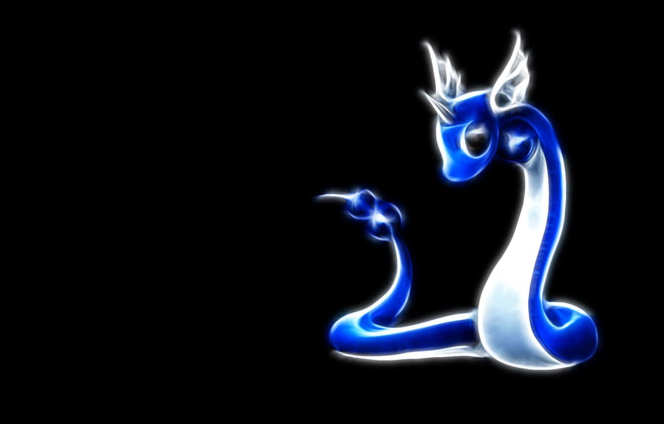 Glowing Dragonair Illustration On Black Background Background