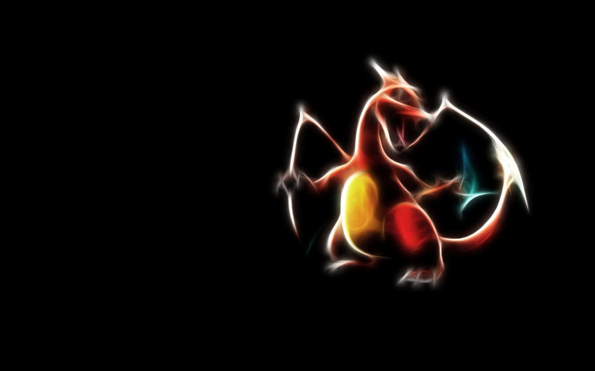 Glowing Epic Charizard In Black Background Background