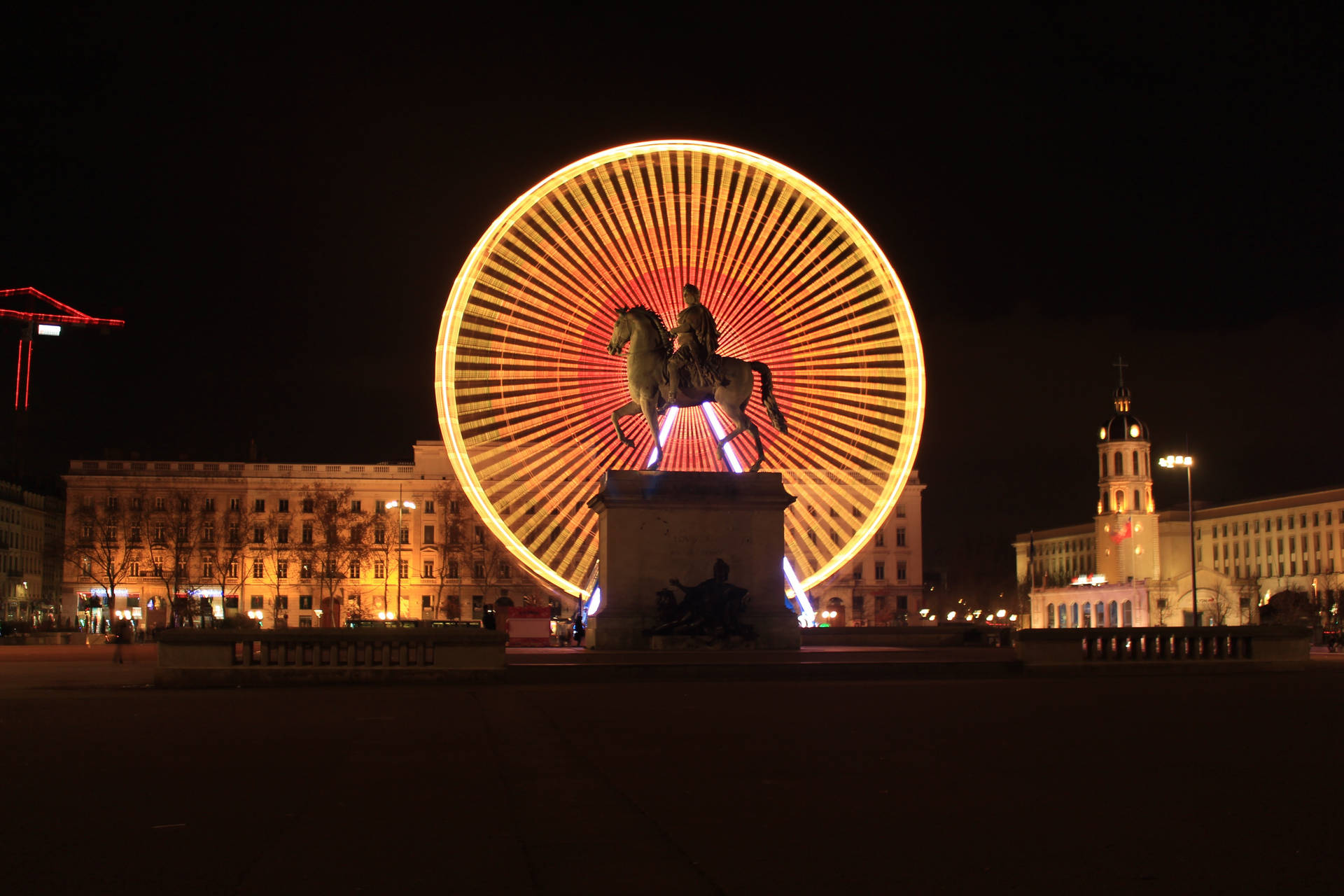 Glowing Ferris Wheel In France Background