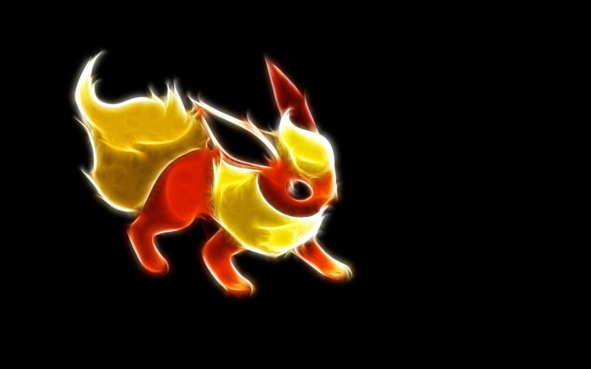 Glowing Flareon Pokemon On The Left Background