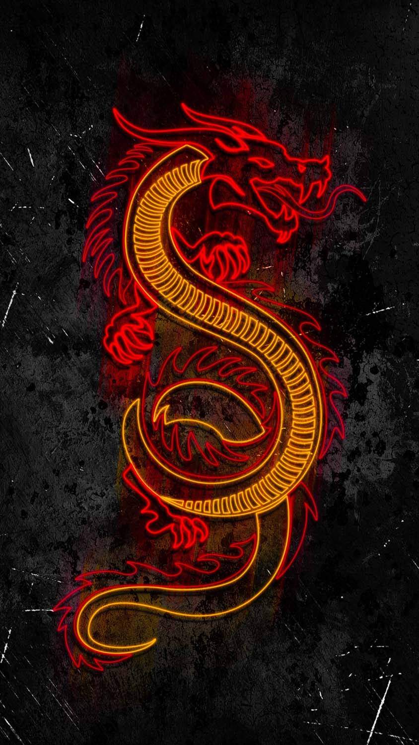 Glowing Gold Red Dragon