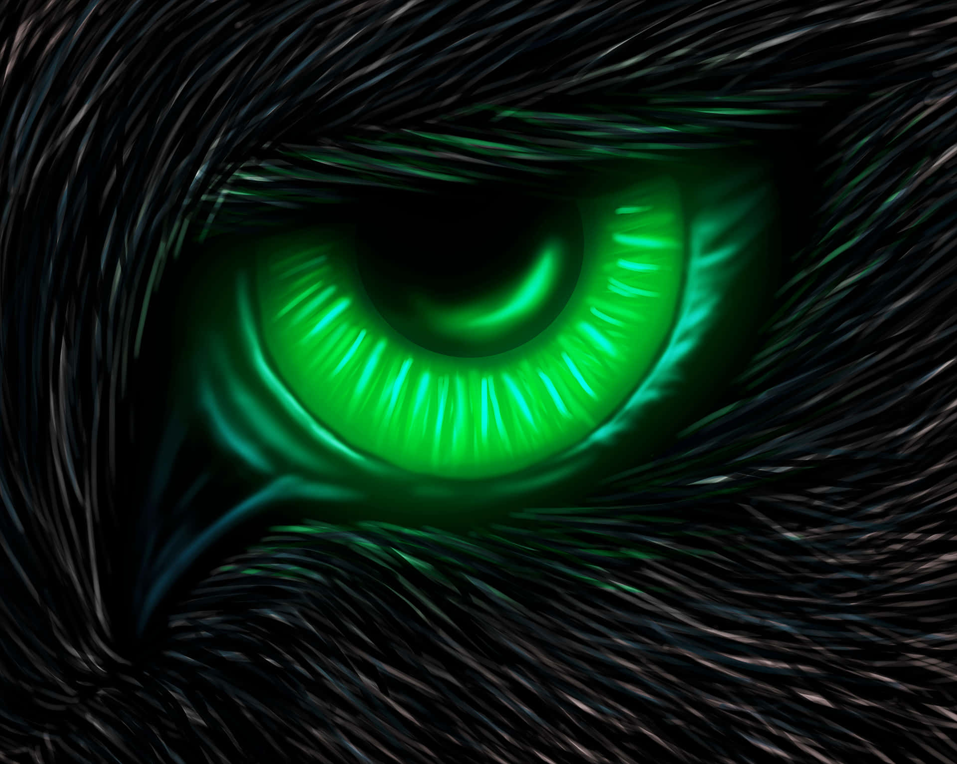 Glowing Green Eye Digital Art Background