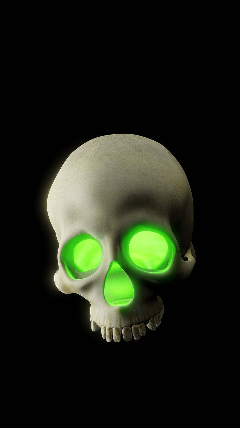 Glowing Green Fire Skull Background