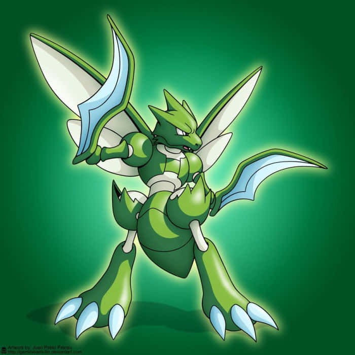 Glowing Green Scyther Phone Background