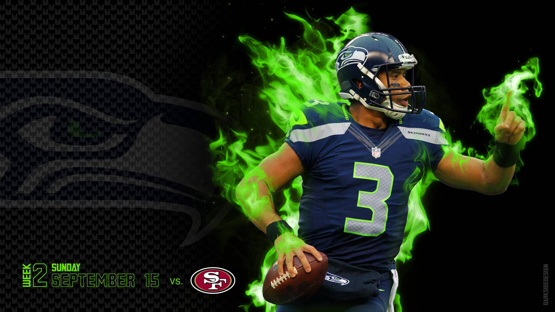 Glowing Green Seahawks Player Background