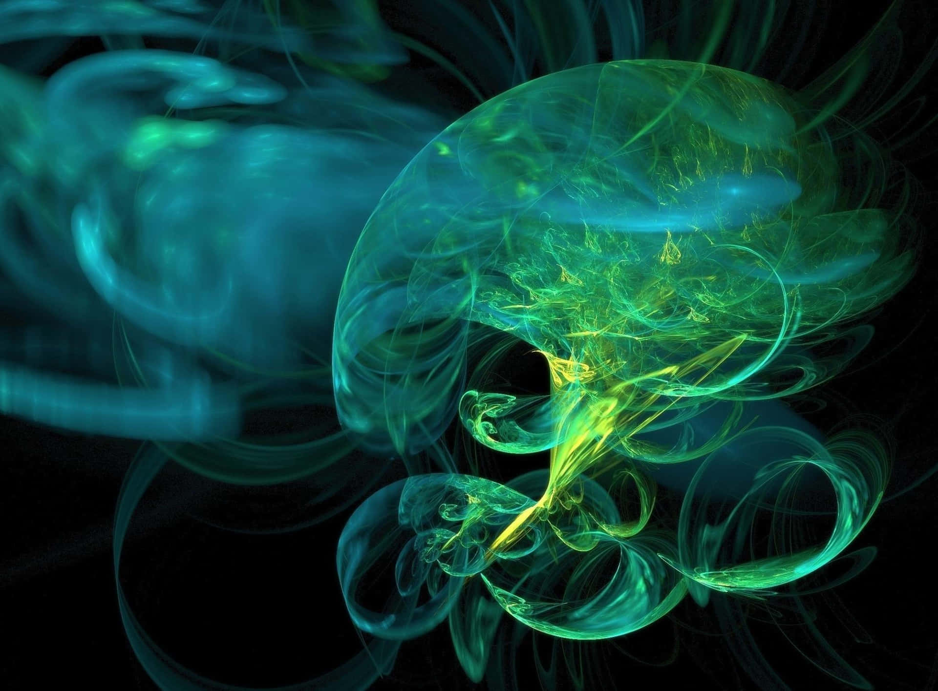 Glowing Green Smoke Jellyfish Formation Background