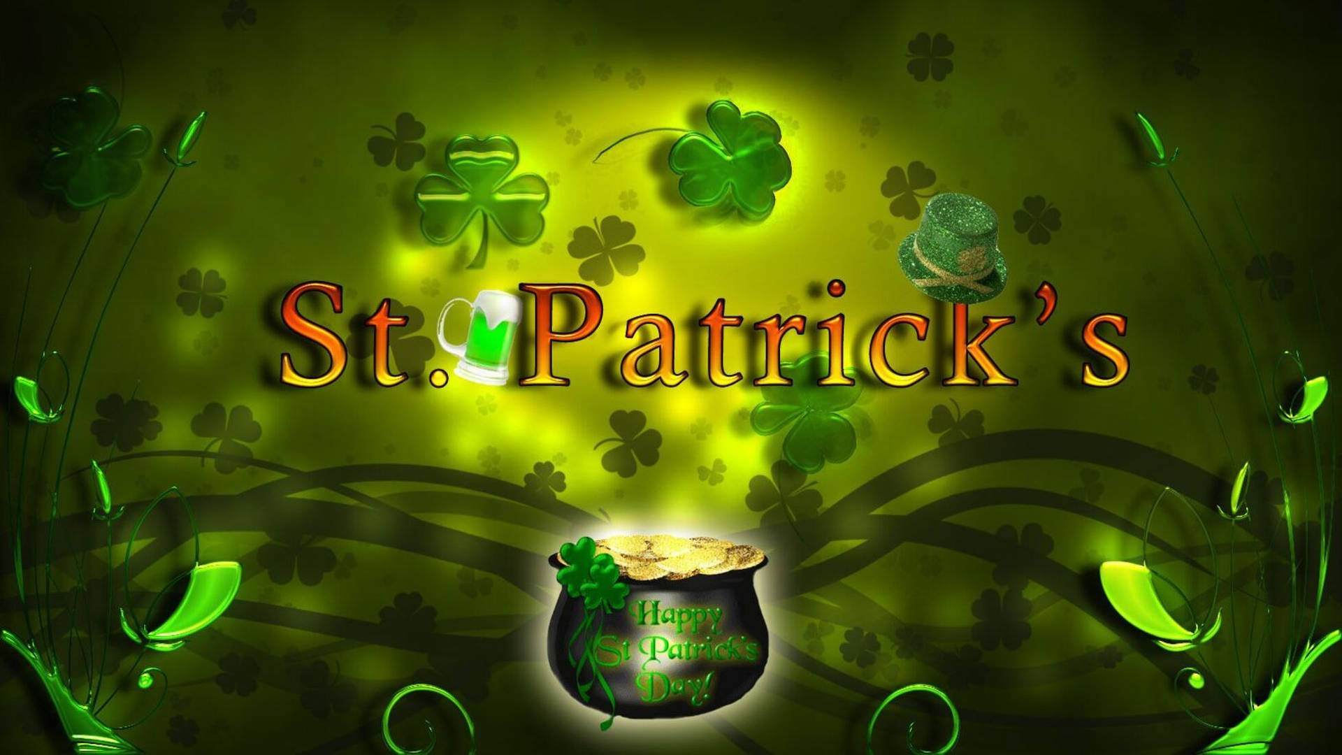 Glowing Green St Patrick's Day Background