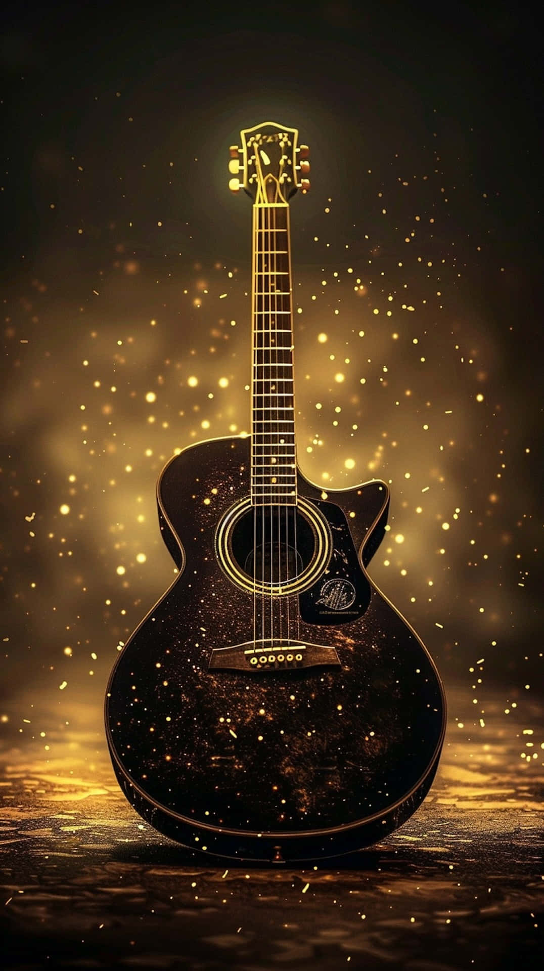 Glowing Guitar Sparkles H D Background