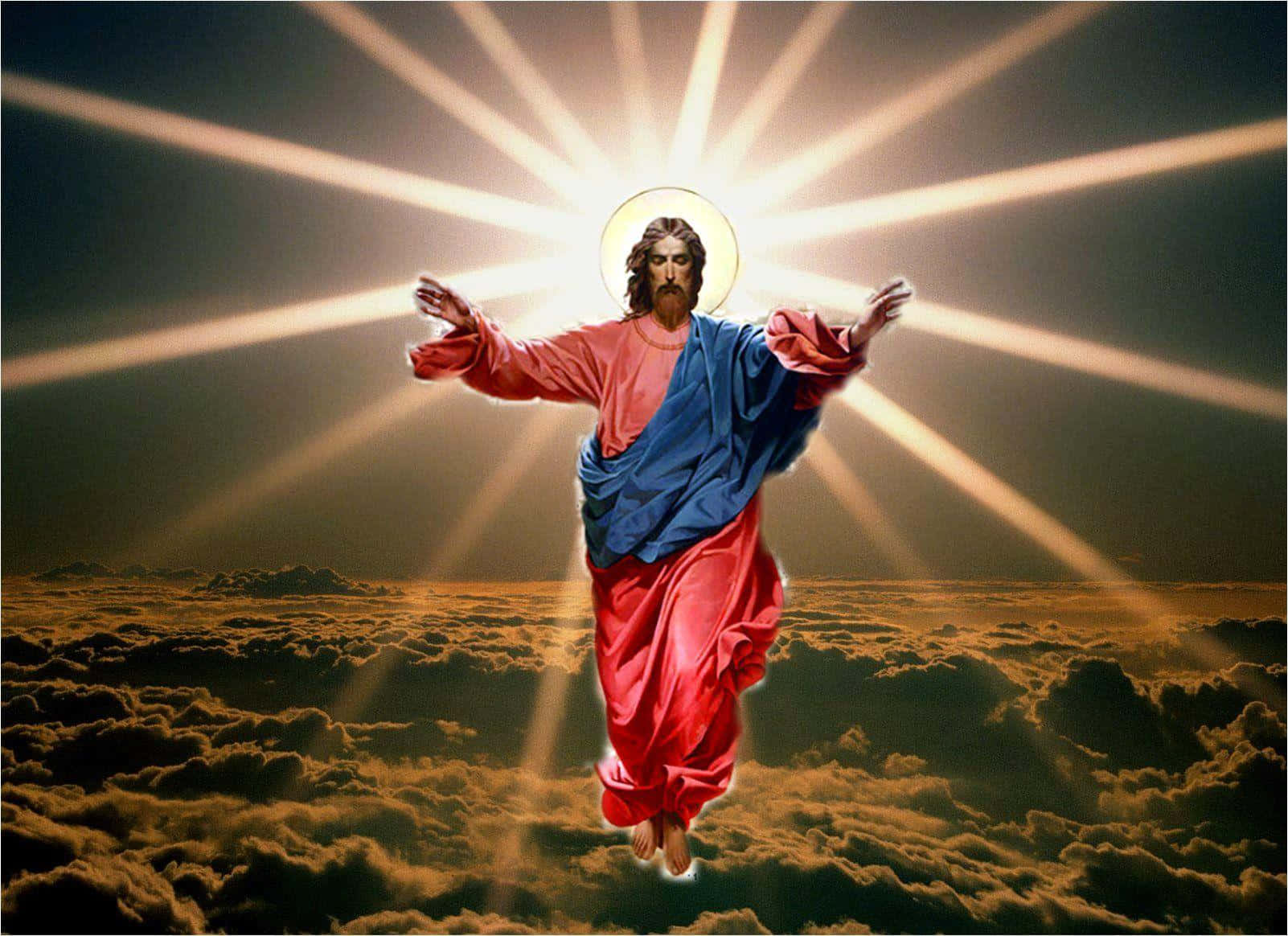 Glowing Halo Of Jesus In Heaven Background