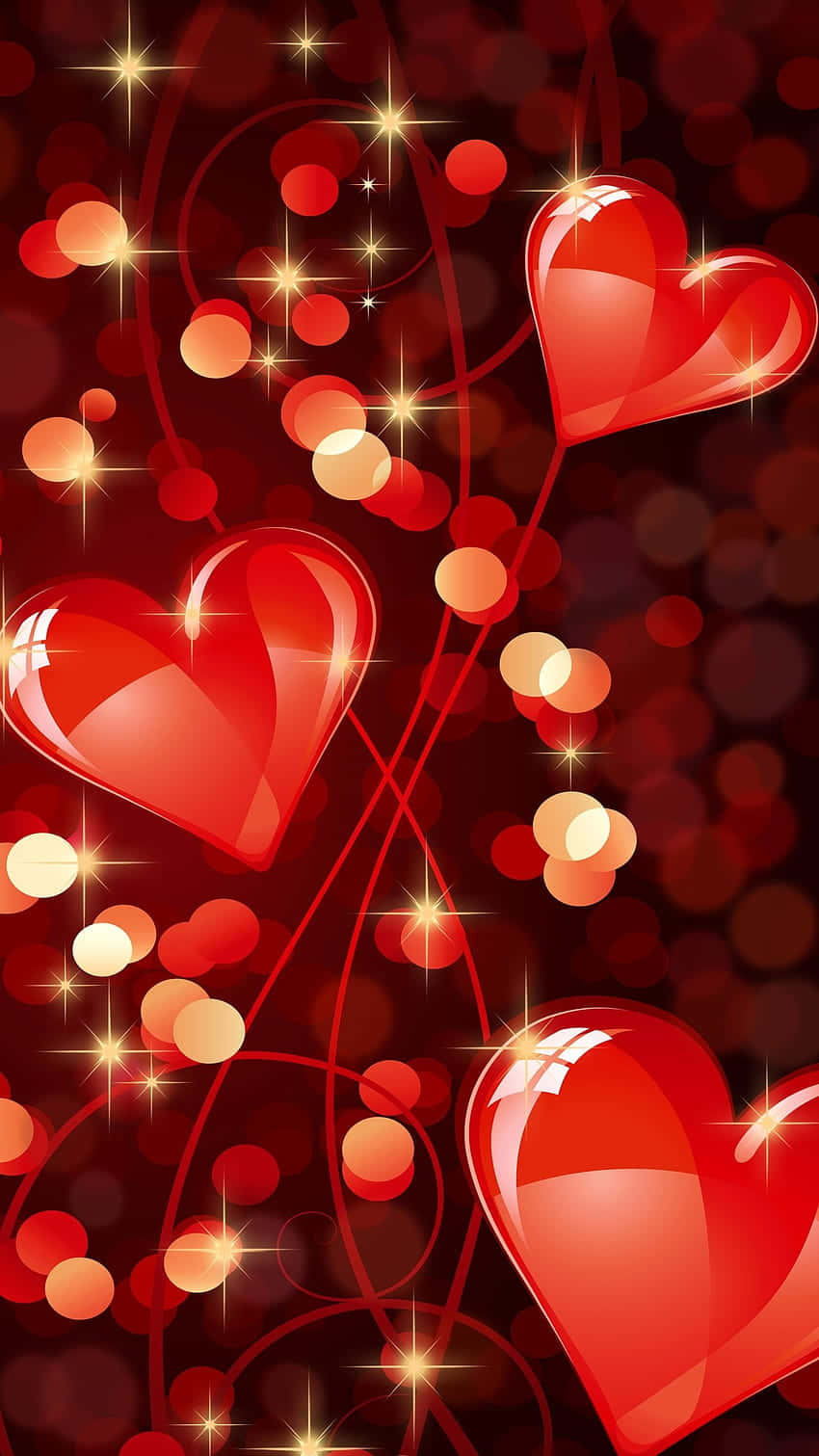 Glowing Hearts Abstract Background