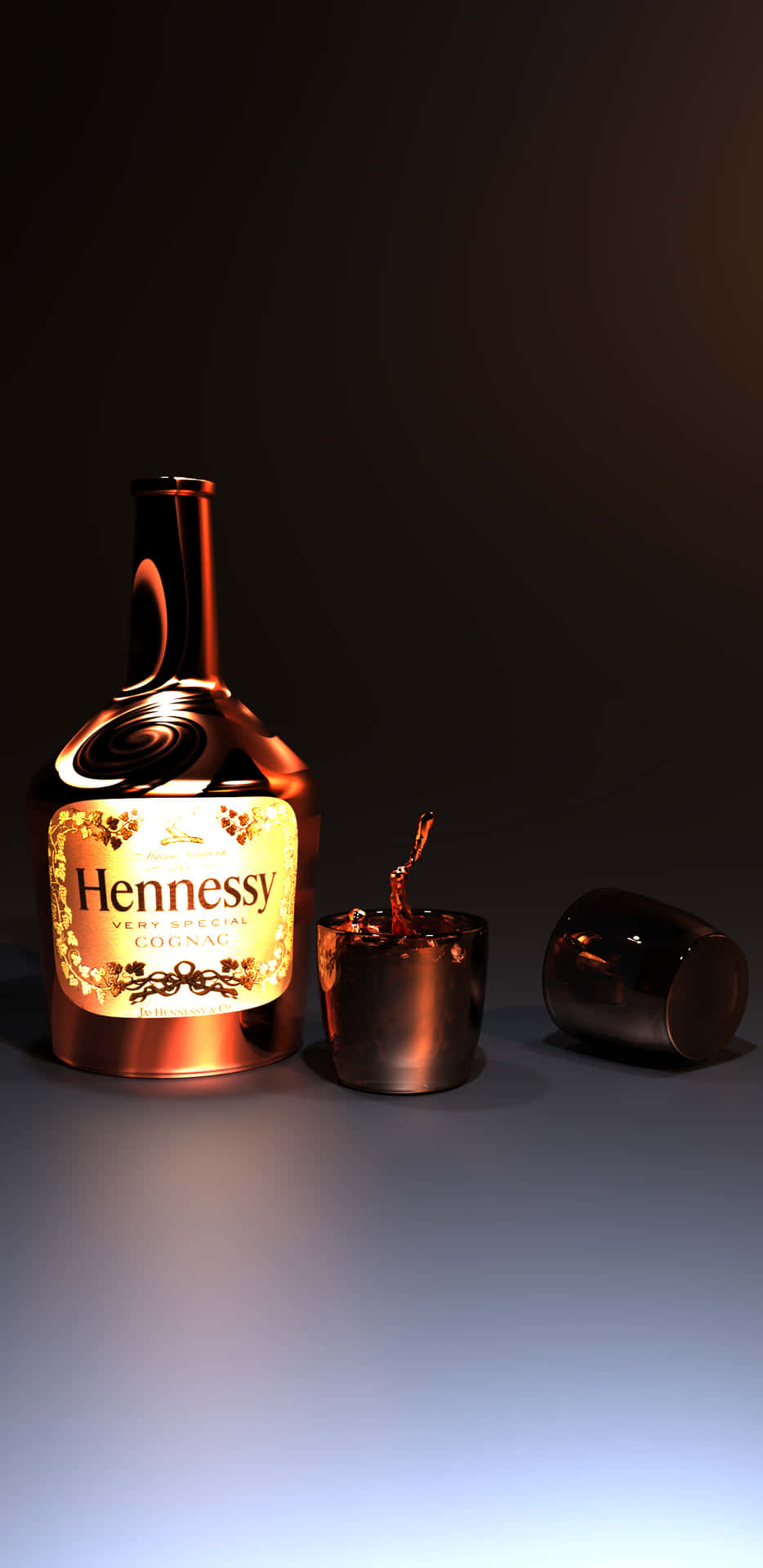 Glowing Hennessy Bottle Background