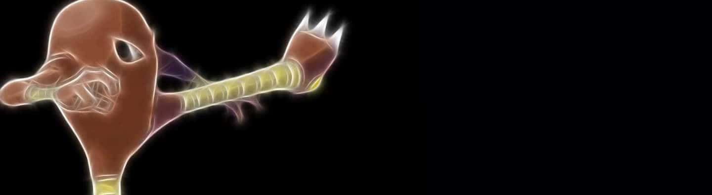 Glowing Hitmonlee On Black Background Background