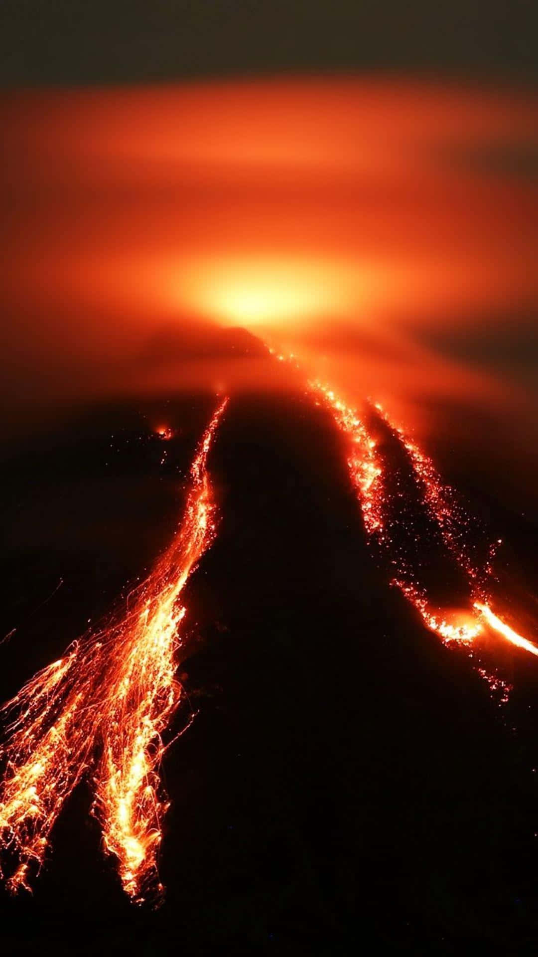 Glowing Hot Lava Volcano Background
