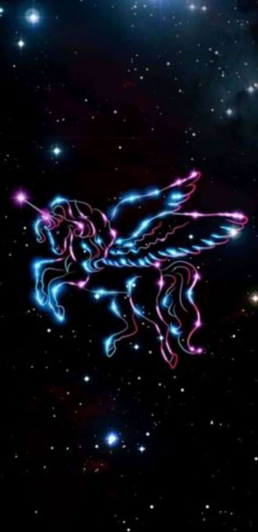 Glowing Iphone Unicorn In Starry Sky