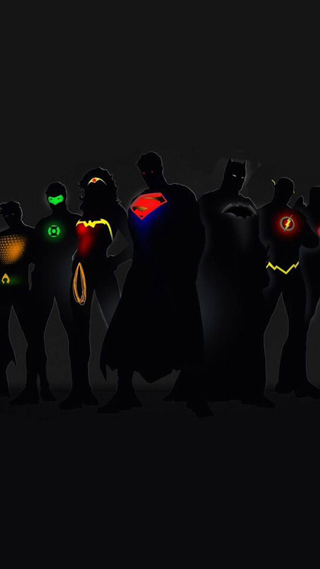 Glowing Justice League Characters Phone Background