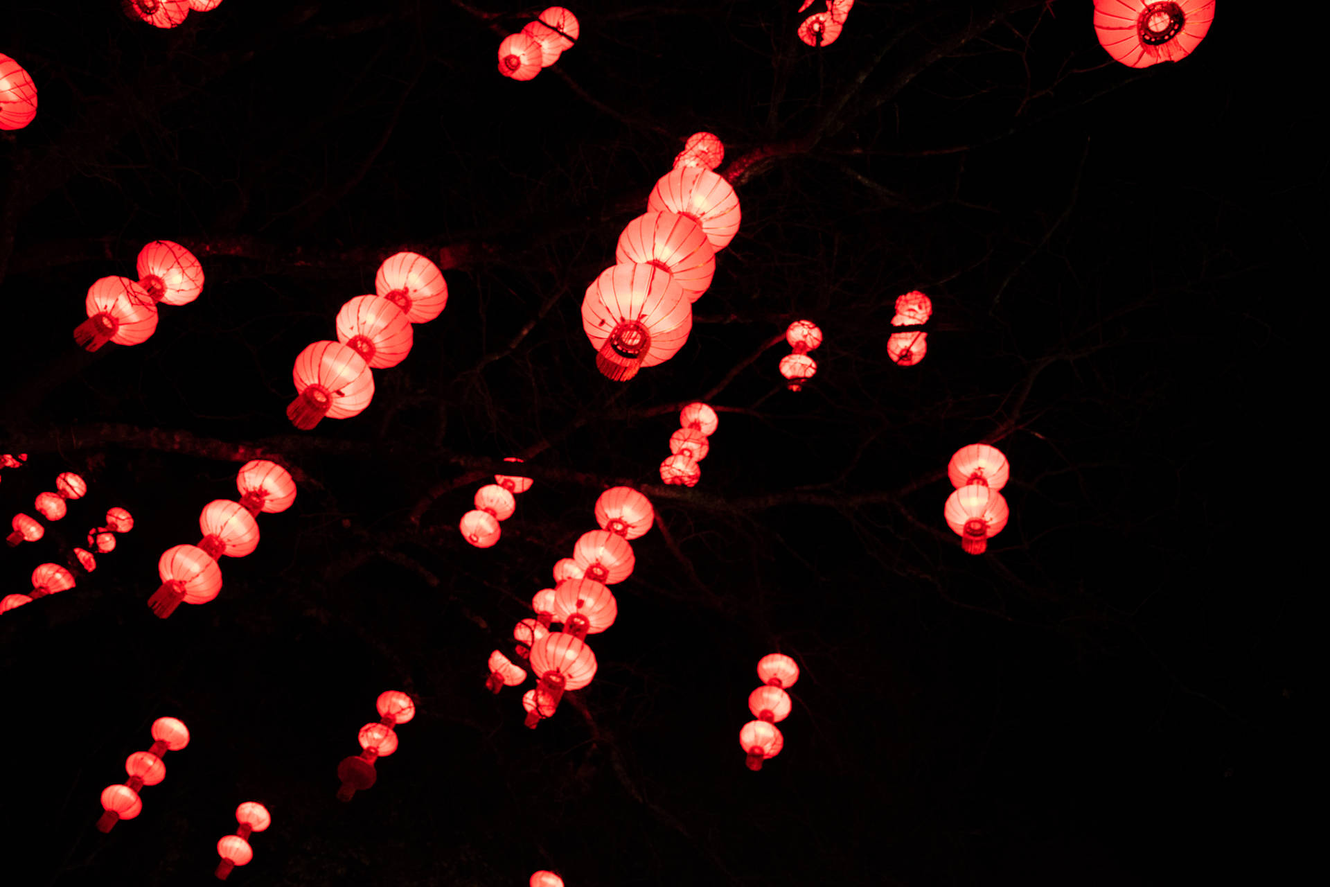 Glowing Lanterns Chinese New Year Background