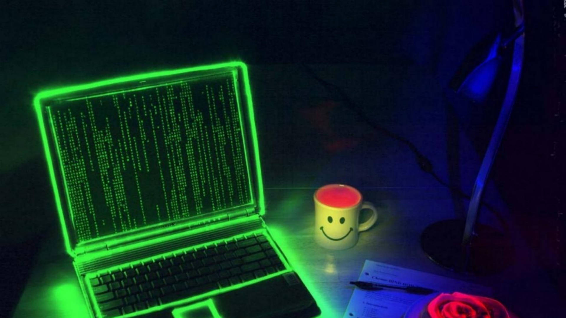 Glowing Laptop Hacker 4k