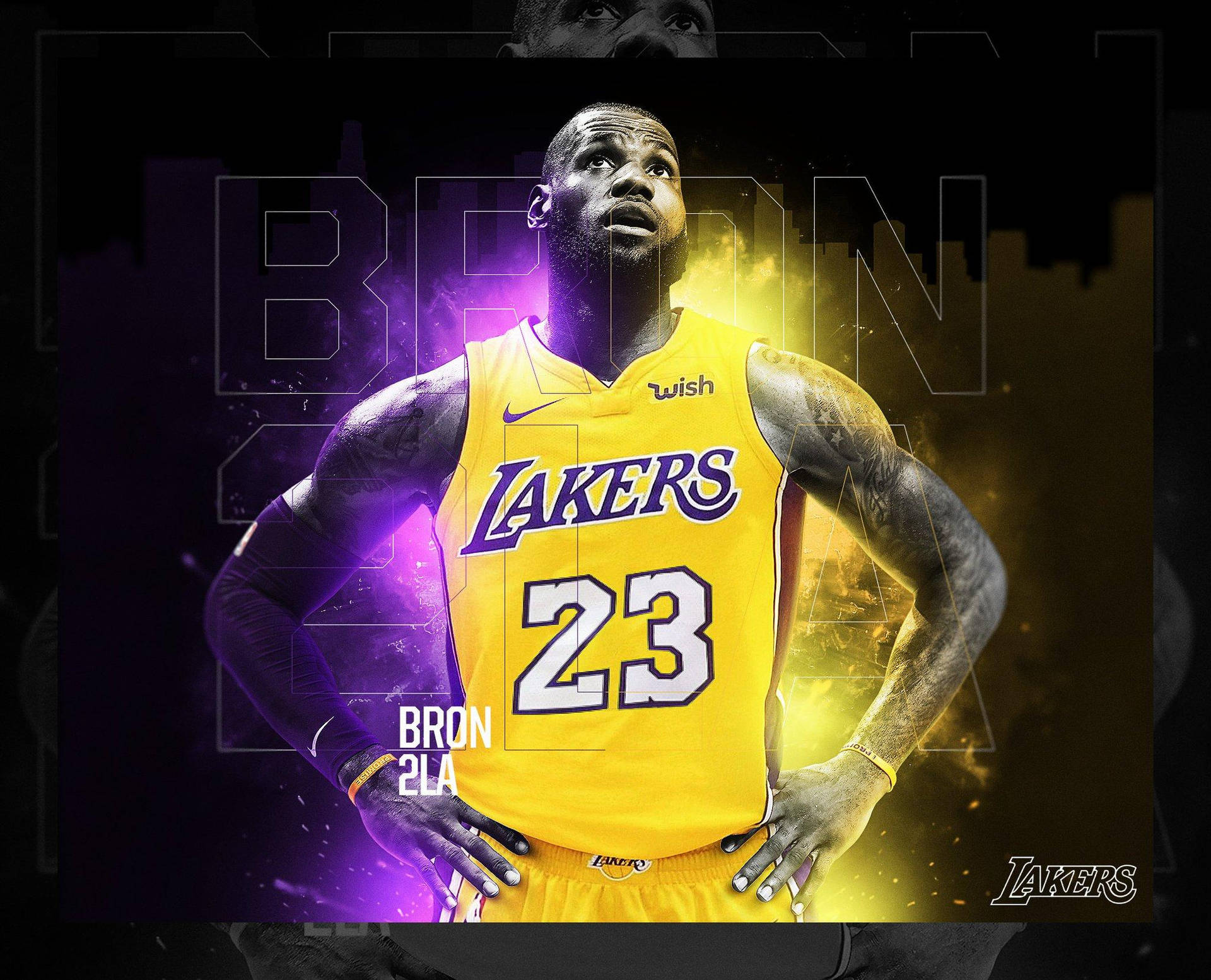 Glowing Lebron James Lakers Background