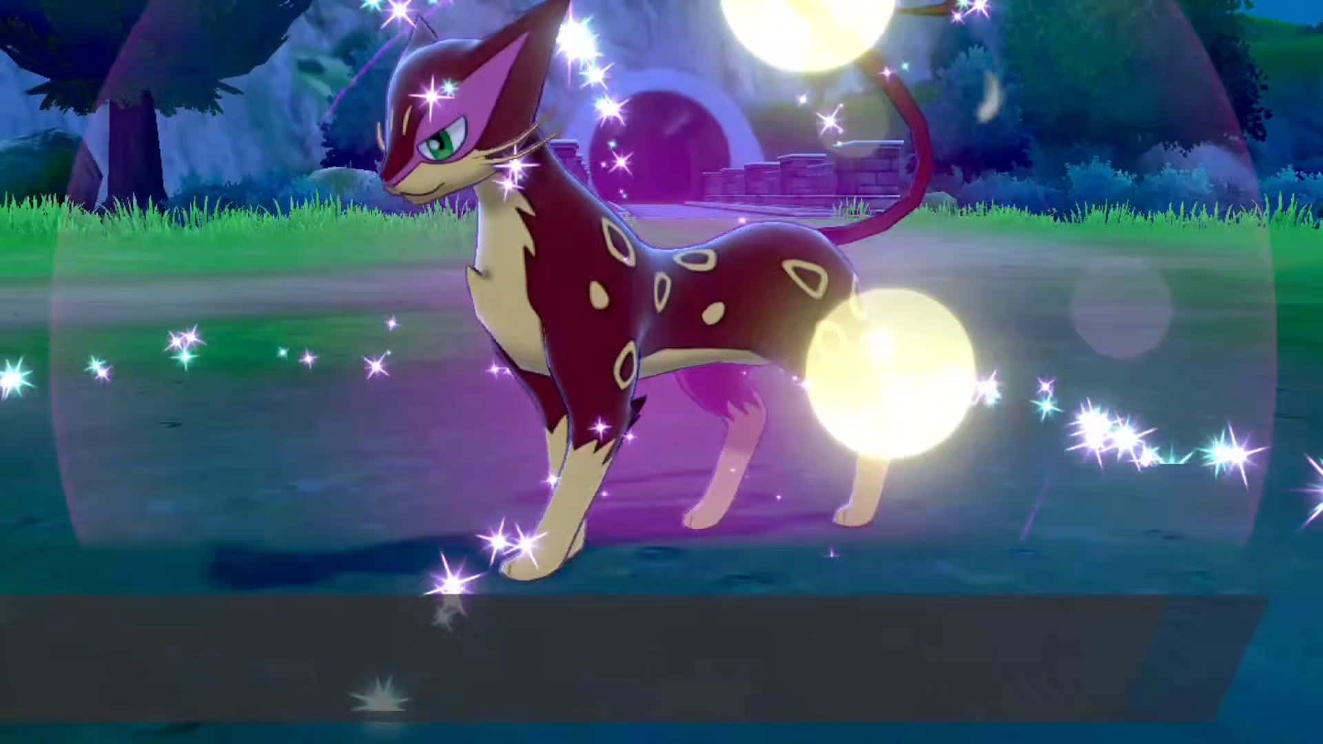 Glowing Liepard In Video Game Background