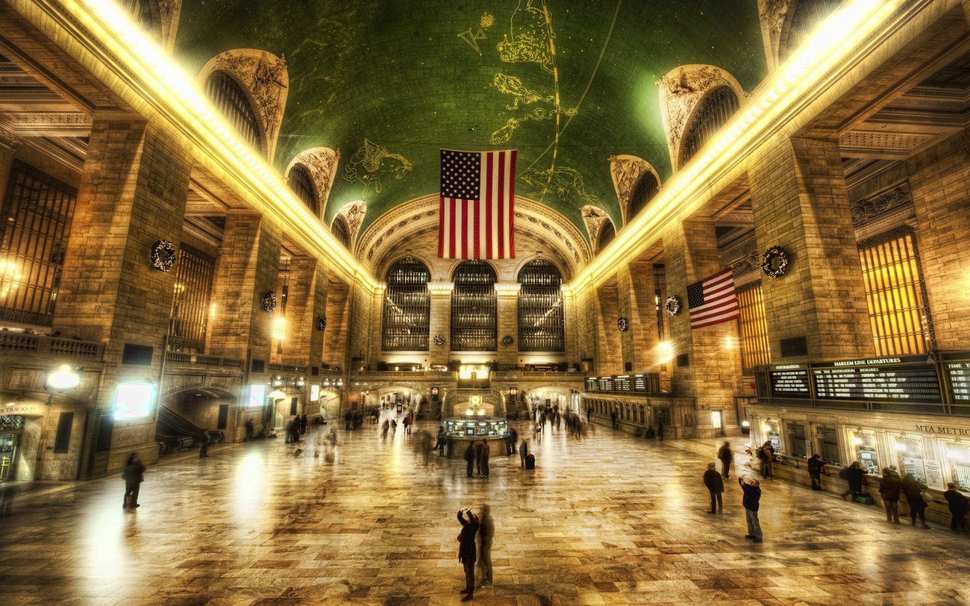 Glowing Lights At Grand Central Terminal Background