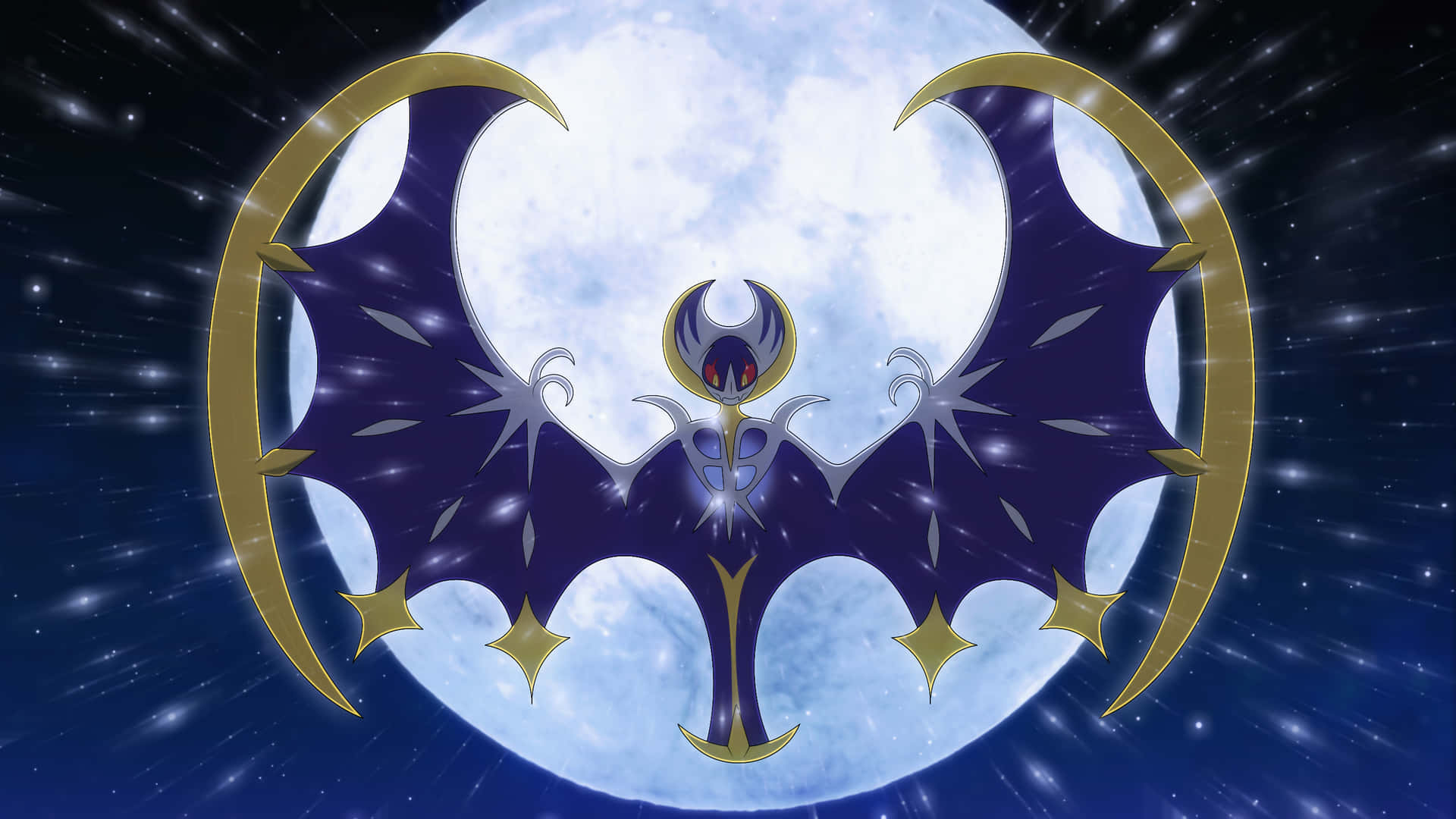 Glowing Lunala With Moon Background